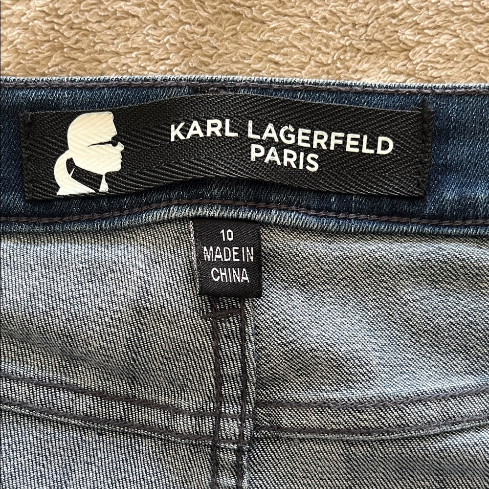 Karl Lagerfeld Dark Blue Skinny Jeans with Pearl Studs - Picture 5 of 6
